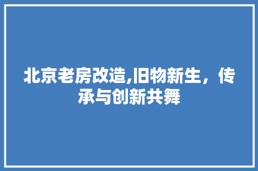 北京老房改造,旧物新生，传承与创新共舞