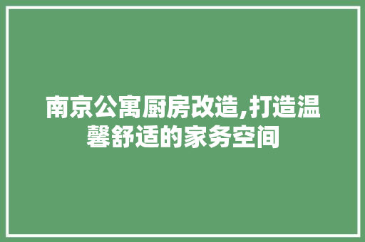 南京公寓厨房改造,打造温馨舒适的家务空间