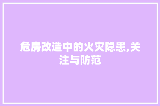 危房改造中的火灾隐患,关注与防范