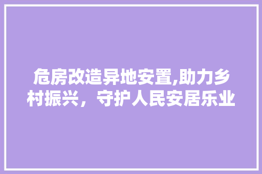危房改造异地安置,助力乡村振兴，守护人民安居乐业