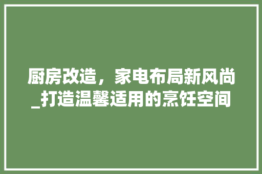 厨房改造，家电布局新风尚_打造温馨适用的烹饪空间