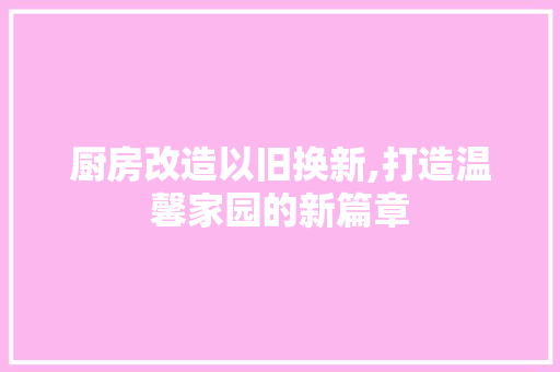 厨房改造以旧换新,打造温馨家园的新篇章