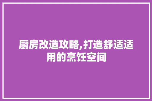 厨房改造攻略,打造舒适适用的烹饪空间