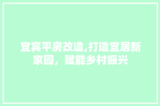 宜宾平房改造,打造宜居新家园，赋能乡村振兴