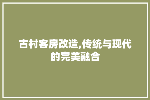 古村客房改造,传统与现代的完美融合