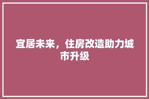 宜居未来，住房改造助力城市升级
