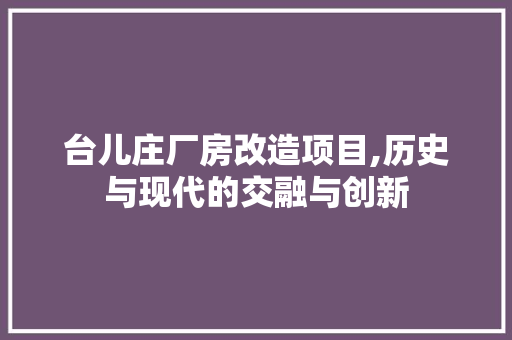 台儿庄厂房改造项目,历史与现代的交融与创新