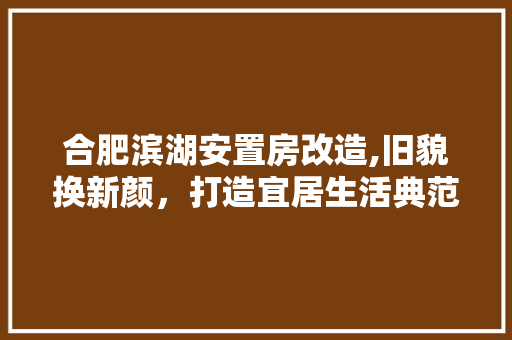 合肥滨湖安置房改造,旧貌换新颜，打造宜居生活典范
