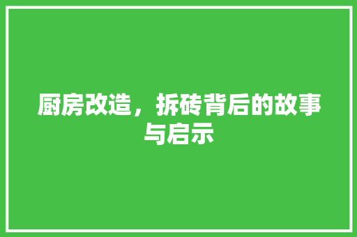 厨房改造，拆砖背后的故事与启示