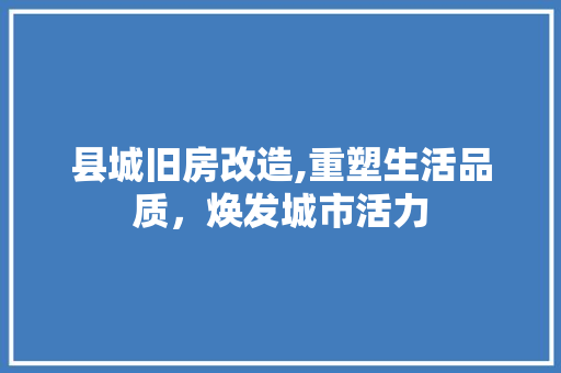 县城旧房改造,重塑生活品质，焕发城市活力