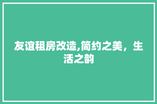 友谊租房改造,简约之美，生活之韵