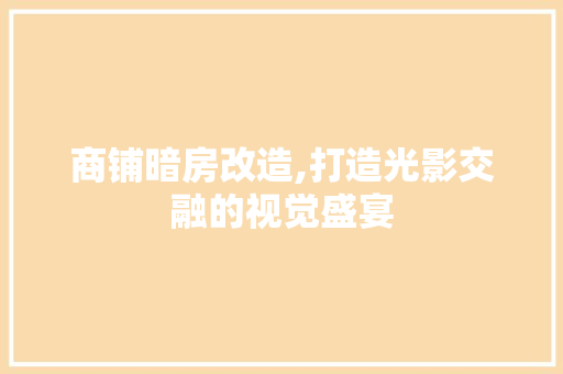 商铺暗房改造,打造光影交融的视觉盛宴