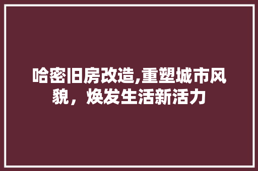 哈密旧房改造,重塑城市风貌，焕发生活新活力
