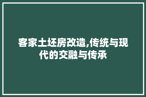 客家土坯房改造,传统与现代的交融与传承