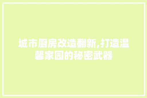 城市厨房改造翻新,打造温馨家园的秘密武器