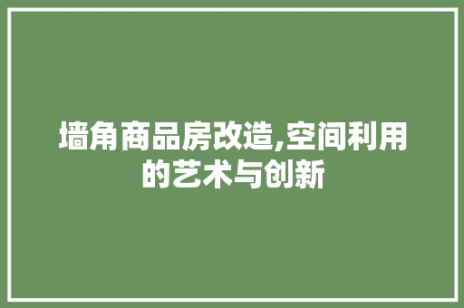 墙角商品房改造,空间利用的艺术与创新