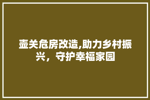 壶关危房改造,助力乡村振兴，守护幸福家园