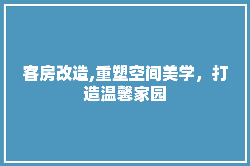 客房改造,重塑空间美学，打造温馨家园