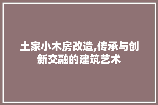 土家小木房改造,传承与创新交融的建筑艺术
