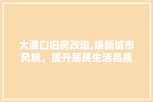 大渡口旧房改造,焕新城市风貌，提升居民生活品质