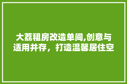 大荔租房改造单间,创意与适用并存，打造温馨居住空间