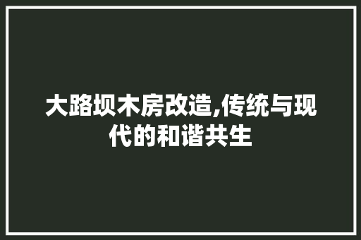 大路坝木房改造,传统与现代的和谐共生