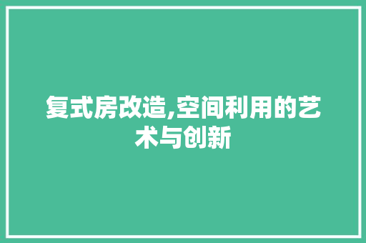 复式房改造,空间利用的艺术与创新