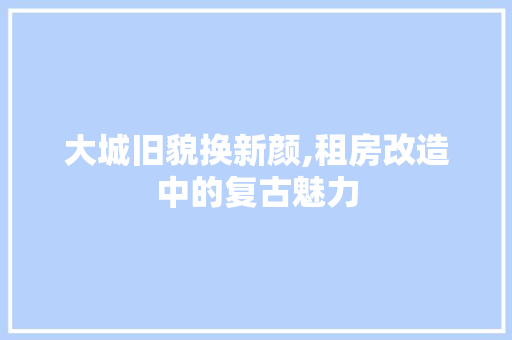 大城旧貌换新颜,租房改造中的复古魅力