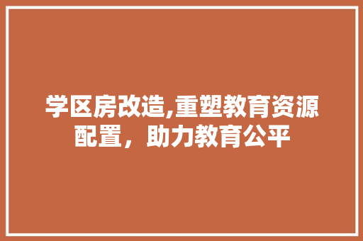 学区房改造,重塑教育资源配置，助力教育公平