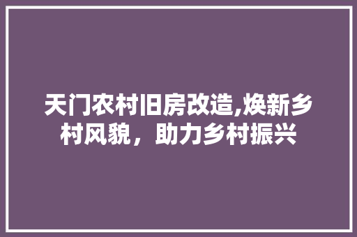 天门农村旧房改造,焕新乡村风貌，助力乡村振兴
