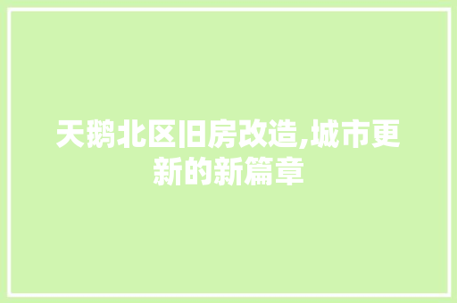 天鹅北区旧房改造,城市更新的新篇章