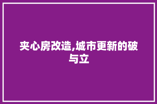 夹心房改造,城市更新的破与立