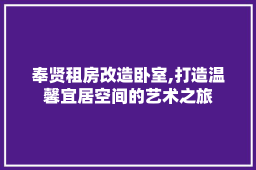 奉贤租房改造卧室,打造温馨宜居空间的艺术之旅