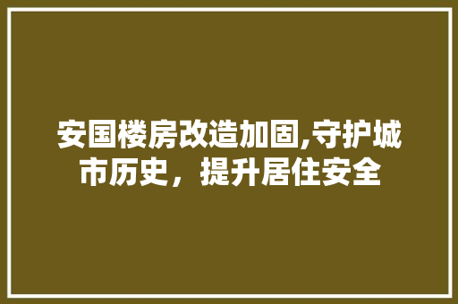 安国楼房改造加固,守护城市历史，提升居住安全