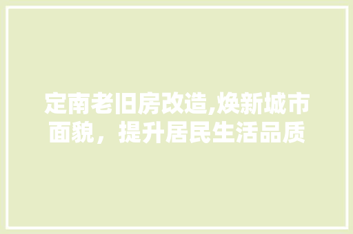 定南老旧房改造,焕新城市面貌，提升居民生活品质