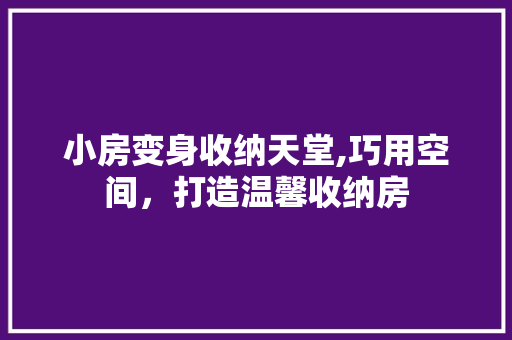 小房变身收纳天堂,巧用空间，打造温馨收纳房