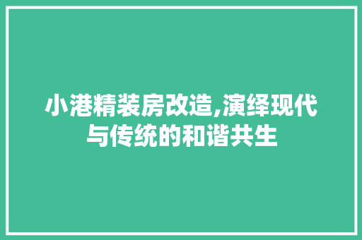小港精装房改造,演绎现代与传统的和谐共生