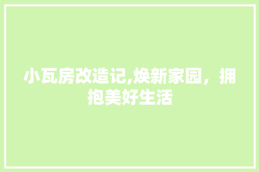 小瓦房改造记,焕新家园，拥抱美好生活