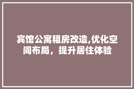 宾馆公寓租房改造,优化空间布局，提升居住体验