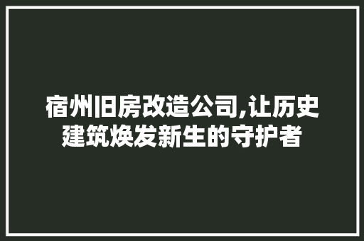 宿州旧房改造公司,让历史建筑焕发新生的守护者