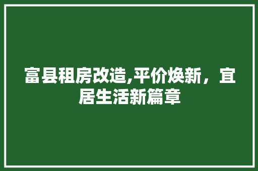 富县租房改造,平价焕新，宜居生活新篇章