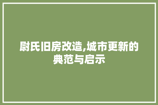 尉氏旧房改造,城市更新的典范与启示