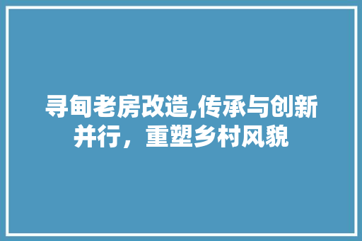 寻甸老房改造,传承与创新并行，重塑乡村风貌