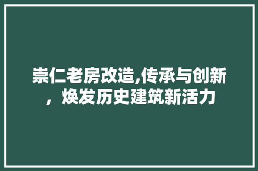 崇仁老房改造,传承与创新，焕发历史建筑新活力