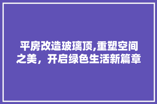平房改造玻璃顶,重塑空间之美，开启绿色生活新篇章