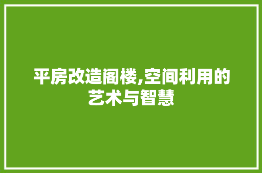 平房改造阁楼,空间利用的艺术与智慧