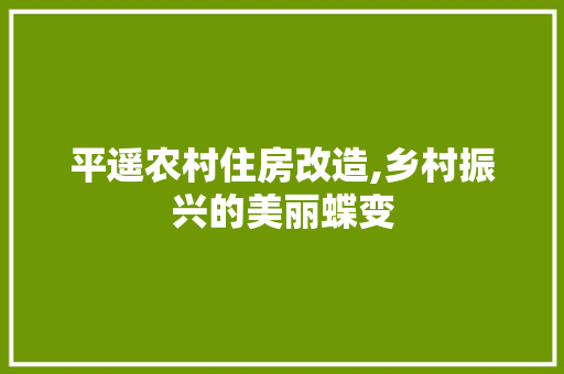 平遥农村住房改造,乡村振兴的美丽蝶变