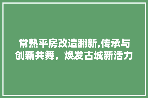 常熟平房改造翻新,传承与创新共舞，焕发古城新活力