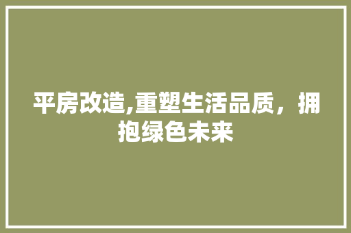 平房改造,重塑生活品质，拥抱绿色未来