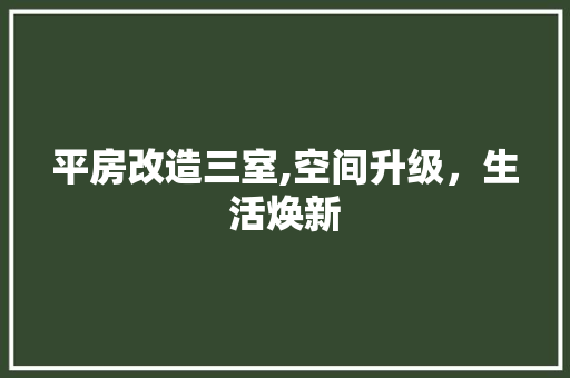 平房改造三室,空间升级，生活焕新